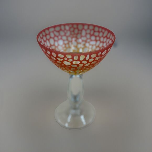 Retro Vintage Glass Ombré Martini Glass W/ Double Twist Stem 6.75”H - Picture 4 of 8